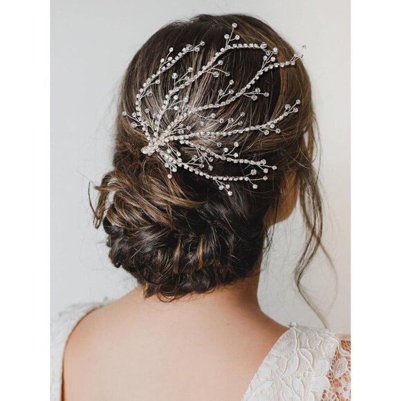 ?Women Silver Hair Comb Bridal Hair Pieces Bride Elegant Crystal Hair Clips main image 5